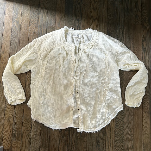 We the Free free people gauze cream colored button up shirt - Picture 2 of 8